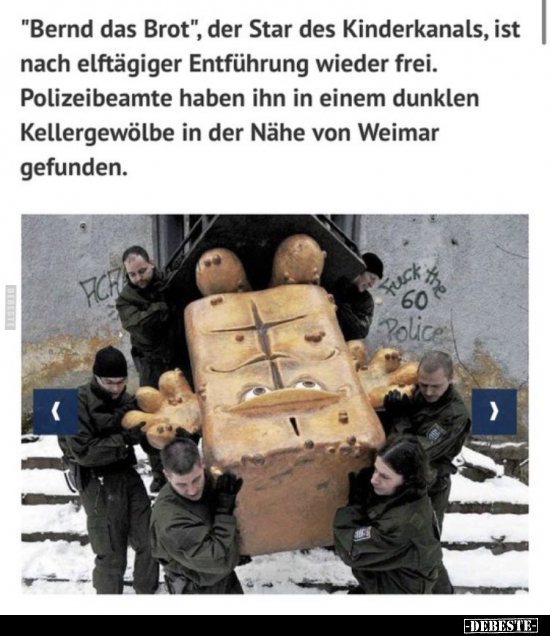"Bernd das Brot", der Star des Kinderkanals, ist nach.. - Lustige Bilder | DEBESTE.de