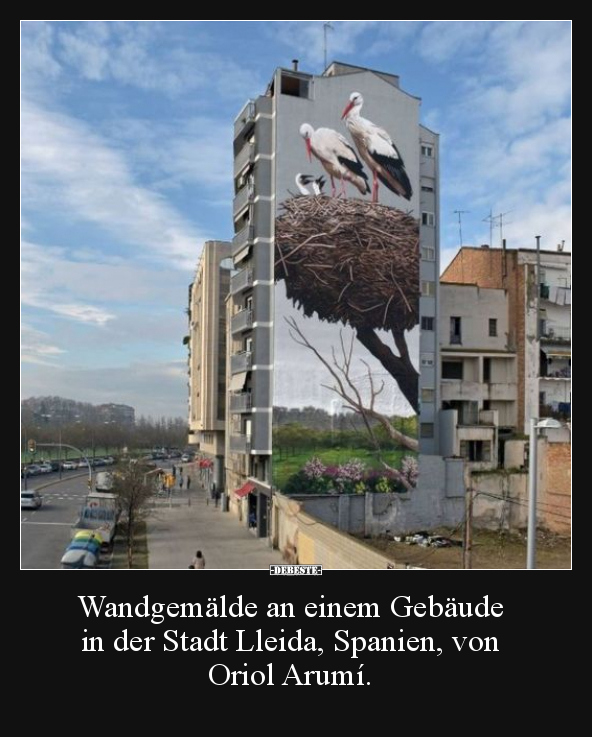 Wandgemälde an einem Gebäude in der Stadt Lleida.. - Lustige Bilder | DEBESTE.de