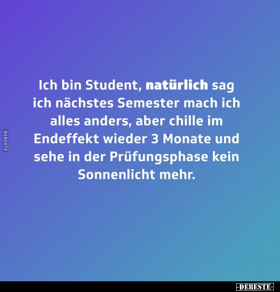 Ich bin Student, natürlich sag ich nächstes Semester mach.. - Lustige Bilder | DEBESTE.de