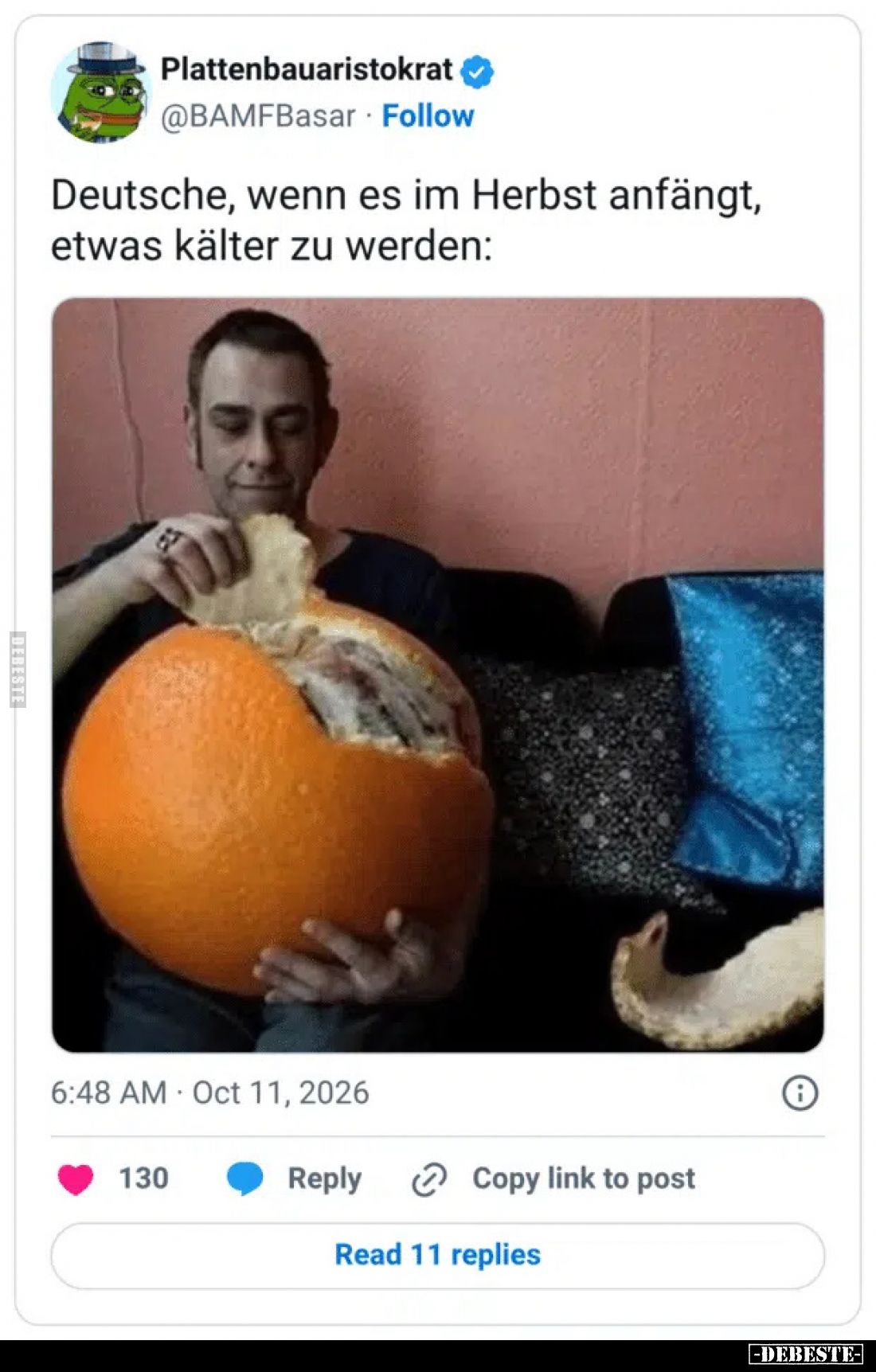 Deutsche, wenn es im Herbst anfängt,
etwas kälter zu werden: