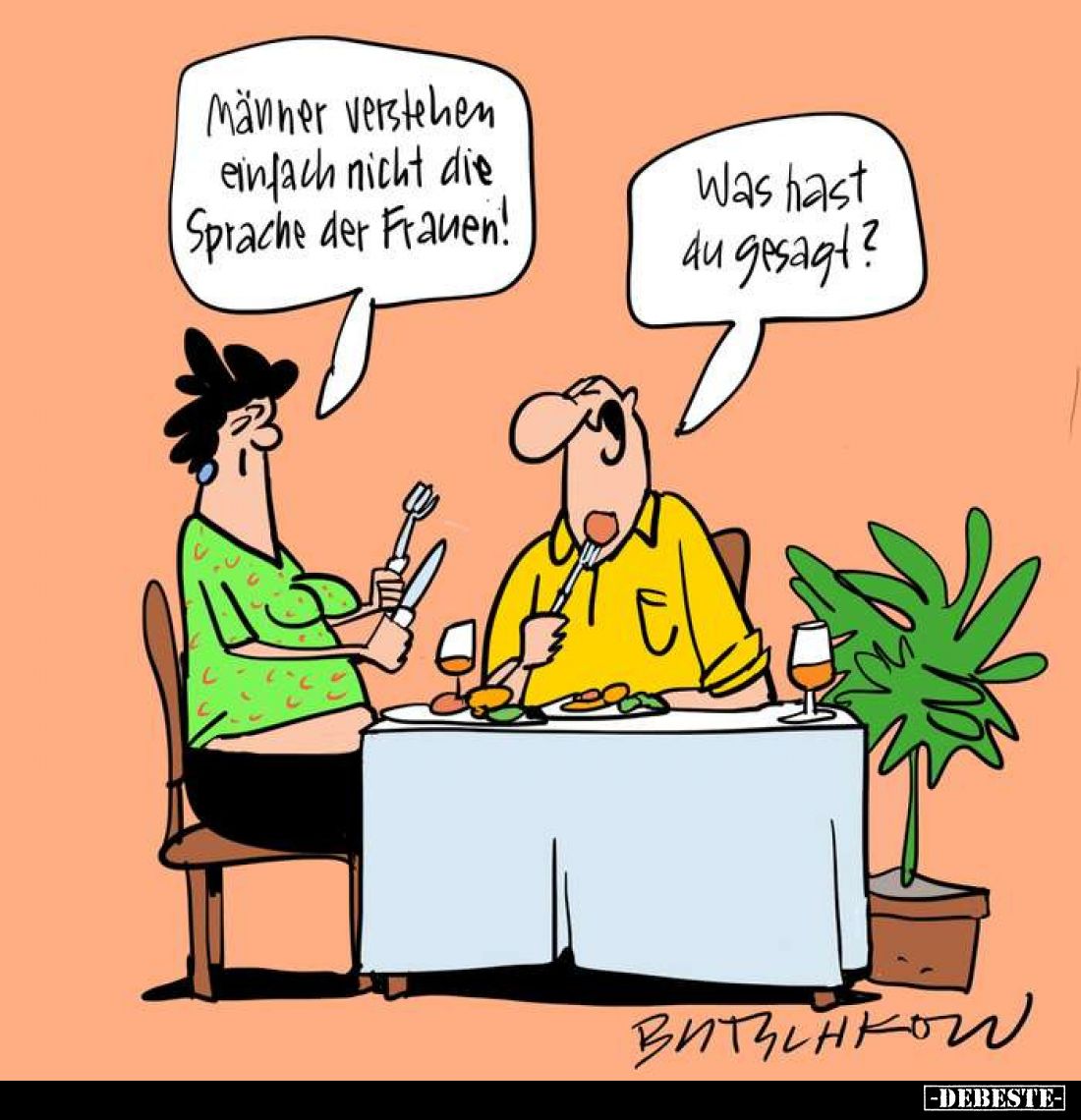 Männer verstehen einfach nicht die Sprache der Frauen!
-
Was hast du gesagt?