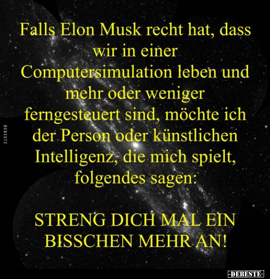 Falls Elon Musk recht hat, dass wir in.. - Lustige Bilder | DEBESTE.de