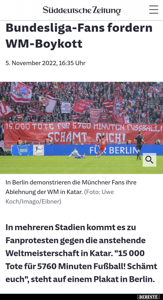 Bundesliga-Fans fordern WM-Boykott.. - Lustige Bilder | DEBESTE.de