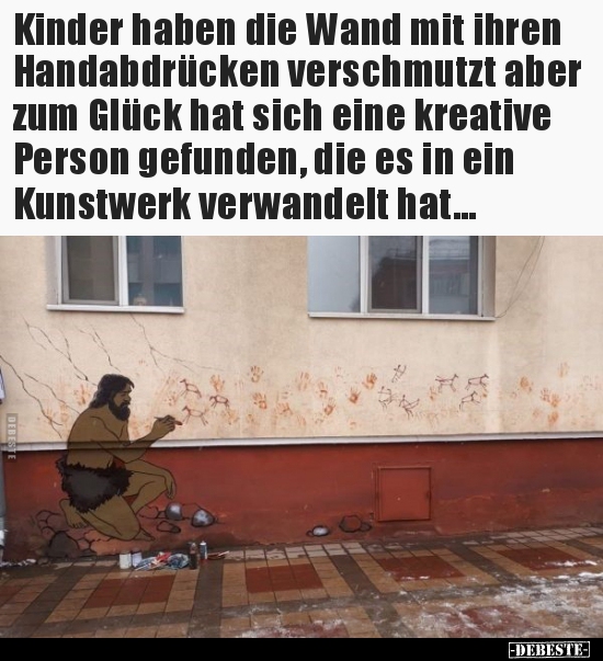 Kinder haben die Wand mit ihren Handabdrücken verschmutzt.. - Lustige Bilder | DEBESTE.de