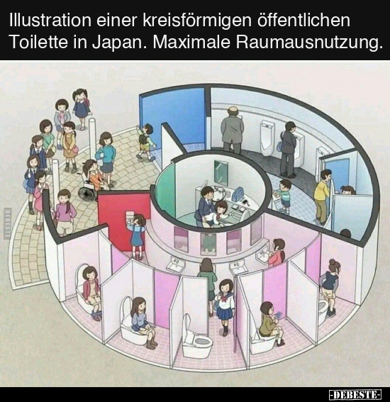 Illustration einer kreisförmigen öffentlichen Toilette in.. - Lustige Bilder | DEBESTE.de