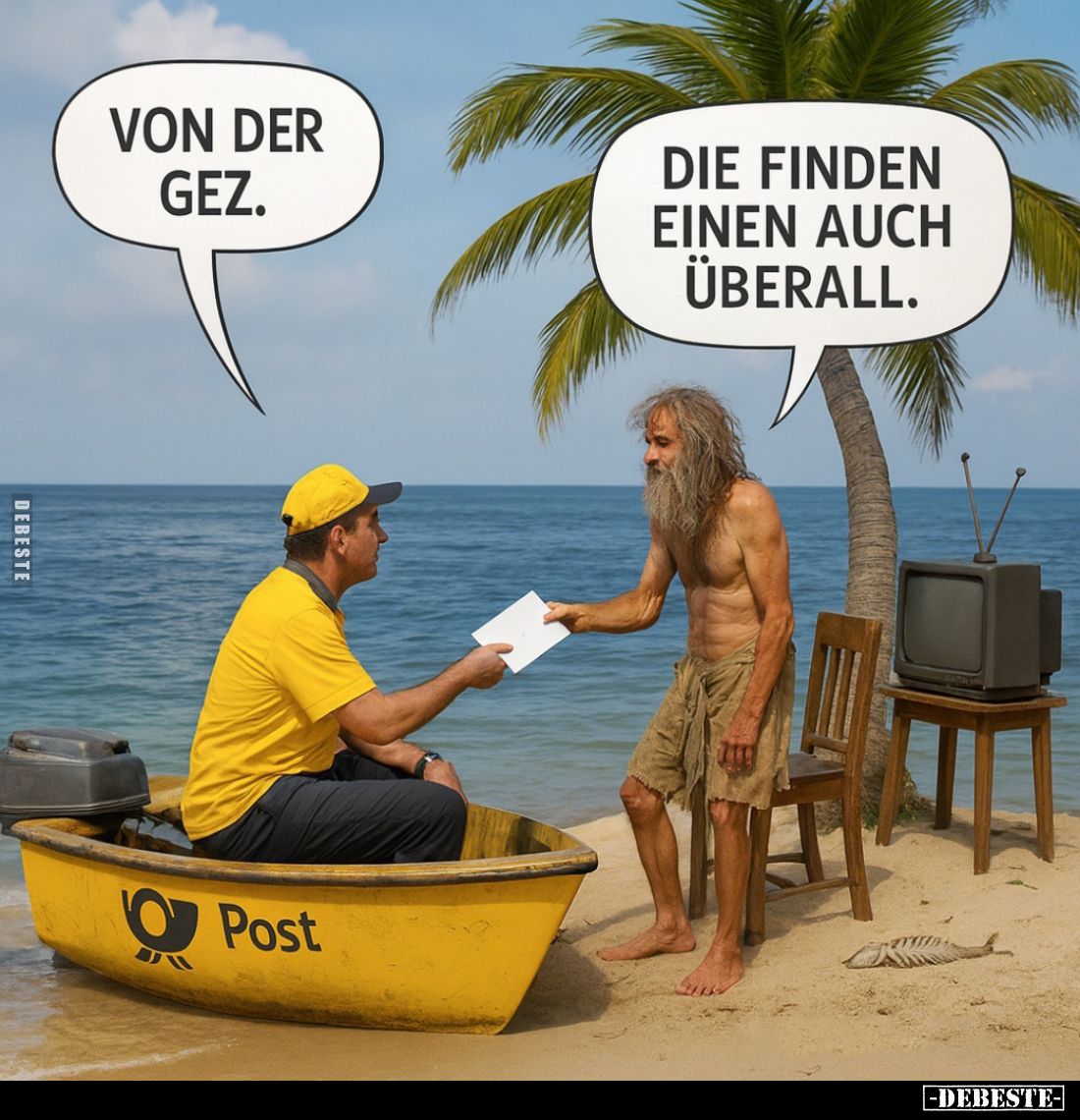 Von der GEZ. -
Die finden einen auch überall.