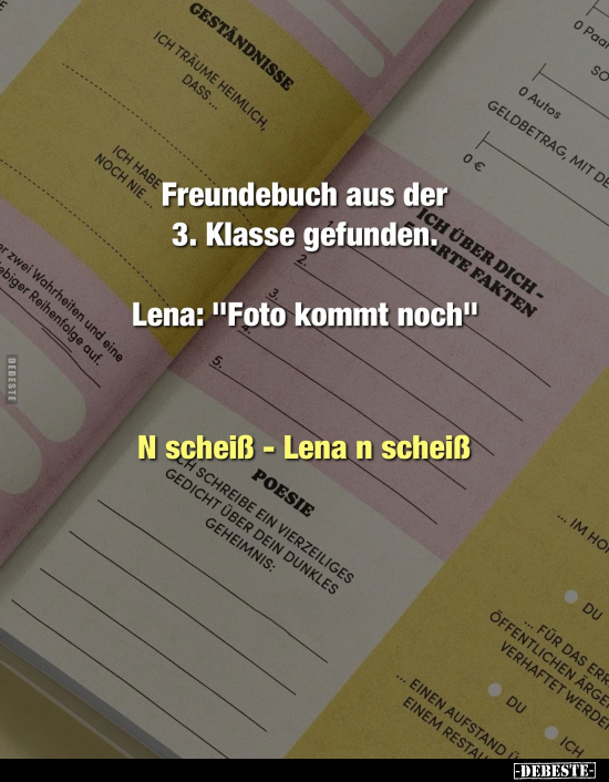 Freundebuch aus der 3. Klasse gefunden.. - Lustige Bilder | DEBESTE.de