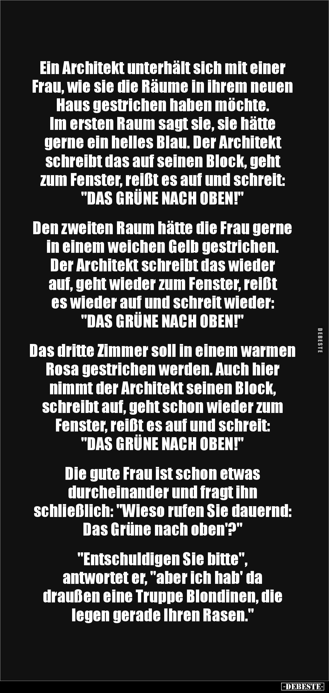 Ein Architekt unterhält sich mit einer Frau, wie sie die Räume in ihrem neuen Haus gestrichen haben möchte.
Im ersten Raum s...