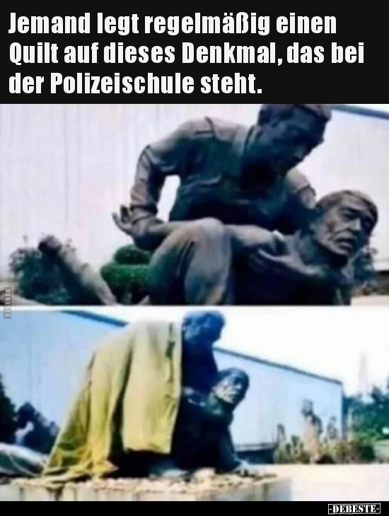 Jemand legt regelmäßig einen Quilt auf dieses Denkmal, das.. - Lustige Bilder | DEBESTE.de