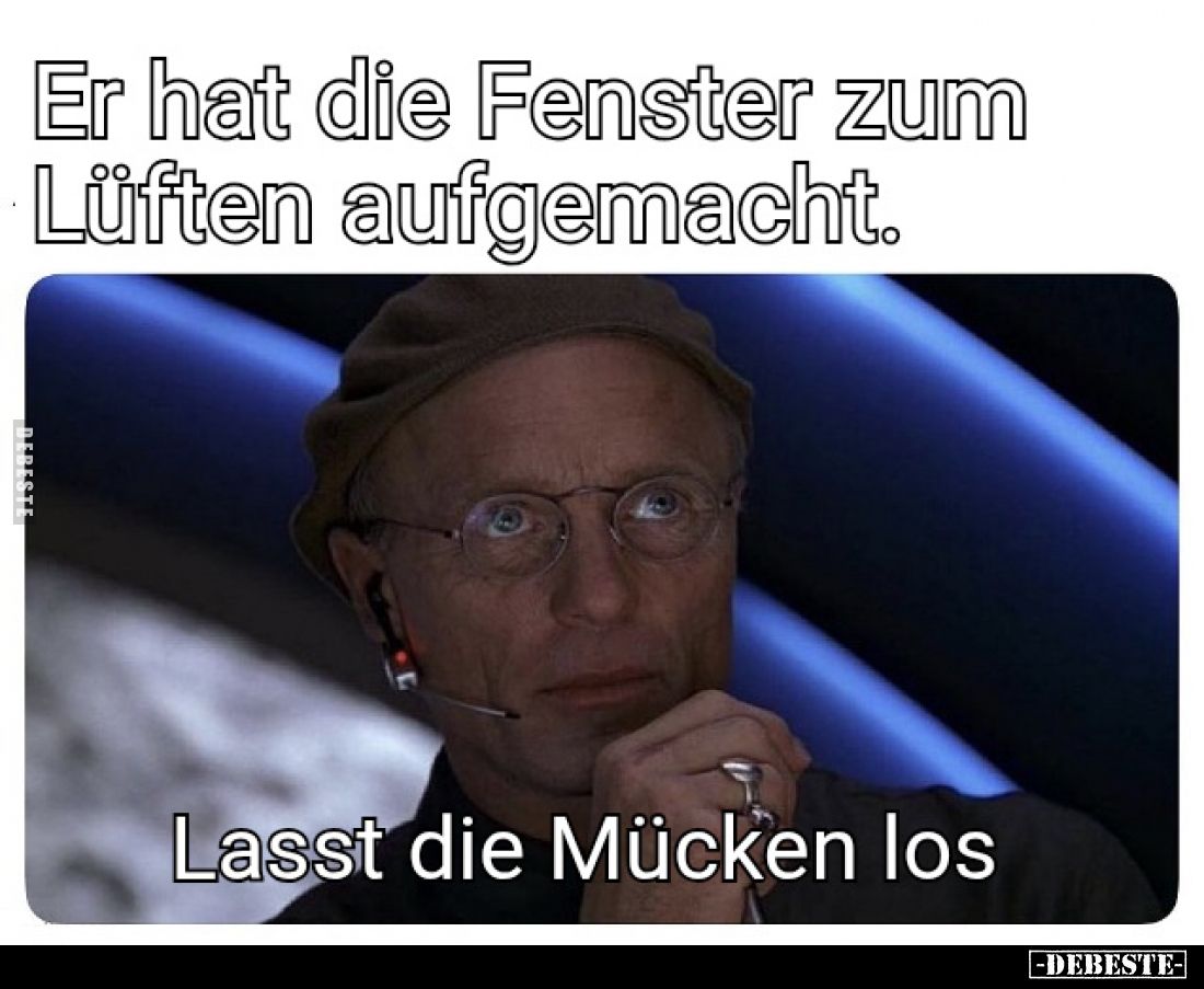 Er hat die Fenster zum Lüften aufgemacht.
Lasst die Mücken los.