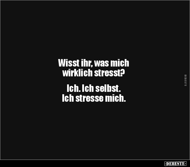 Wisst ihr, was mich wirklich stresst? Ich. Ich selbst.  Ich stresse mich. - Lustige Bilder | DEBESTE.de