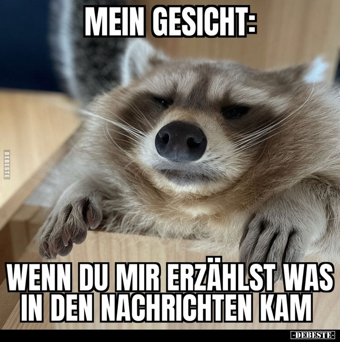 Mein Gesicht:
Wenn du mir erzählst was in den Nachrichten kam.