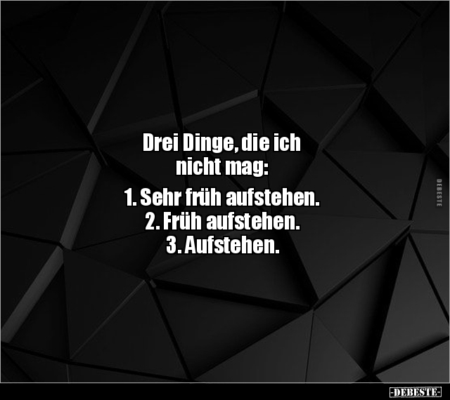 Drei Dinge, die ich nicht mag: 1. Sehr früh aufstehen.. - Lustige Bilder | DEBESTE.de