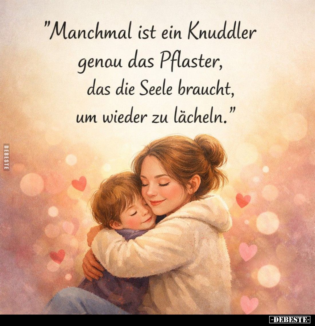 "Manchmal ist ein Knuddler genau das Pflaster, das die Seele braucht, um wieder zu lächeln."