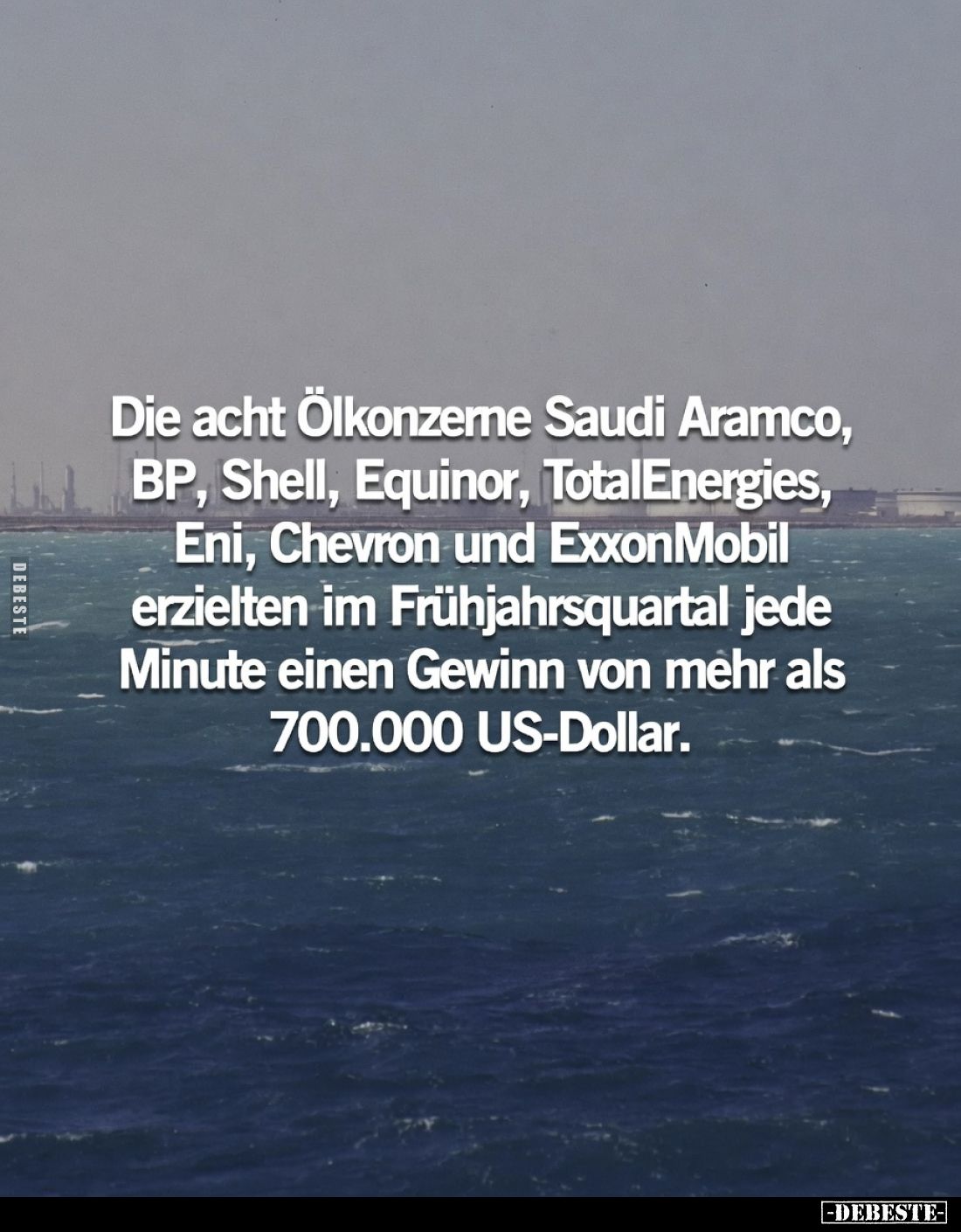 Die acht Ölkonzerne Saudi Aramco, BP, Shell, Equinor, TotalEnergies, Eni, Chevron und ExxonMobil erzielten im Frühjahrsquarta...