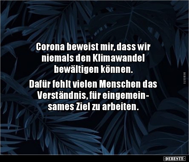 Corona beweist mir, dass wir niemals den Klimawandel.. - Lustige Bilder | DEBESTE.de