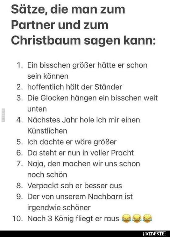 Sätze, die man zum Partner und zum Christbaum sagen.. - Lustige Bilder | DEBESTE.de
