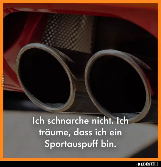 Ich schnarche nicht. Ich träume, dass ich ein Sportauspuff.. - Lustige Bilder | DEBESTE.de