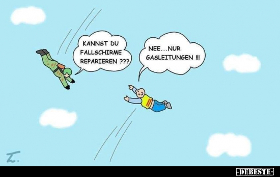 Kannst du Fallschirme reparieren??.. - Lustige Bilder | DEBESTE.de