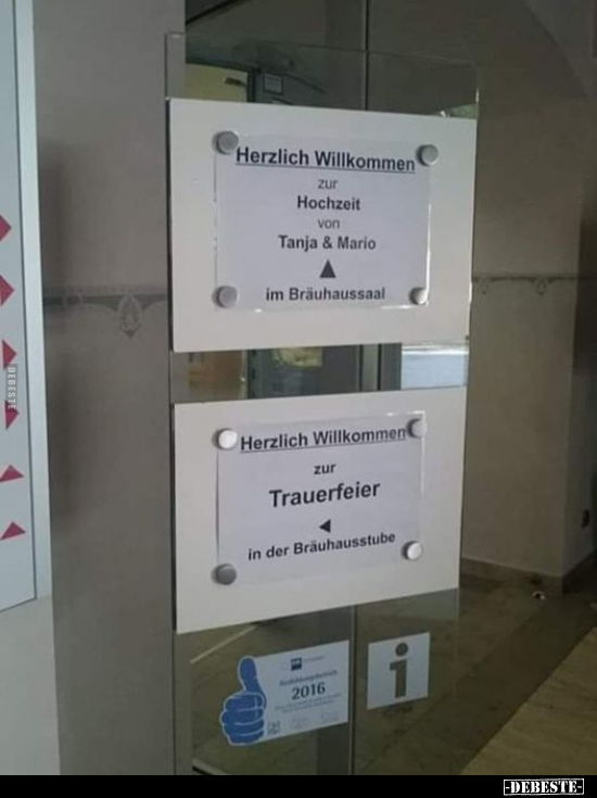 Herzlich Willkommen zur Hochzeit von Tanja & Mario im.. - Lustige Bilder | DEBESTE.de