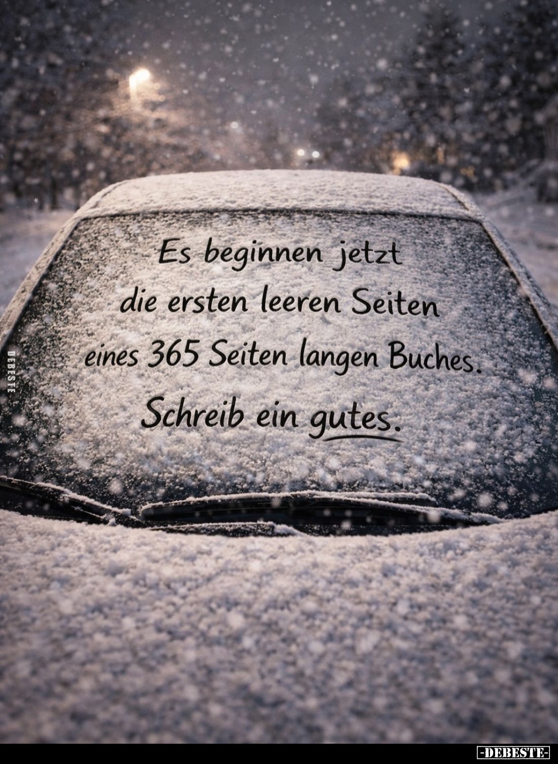 Es beginnen jetzt die ersten leeren Seiten eines 365 Seiten langen Buches.
Schreib ein gutes.