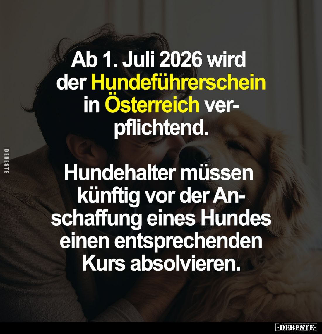 Ab 1. Juli 2026 wird der Hundeführerschein in Osterreich verpflichtend.
Hundehalter müssen künftig vor der Anschaffung eines...