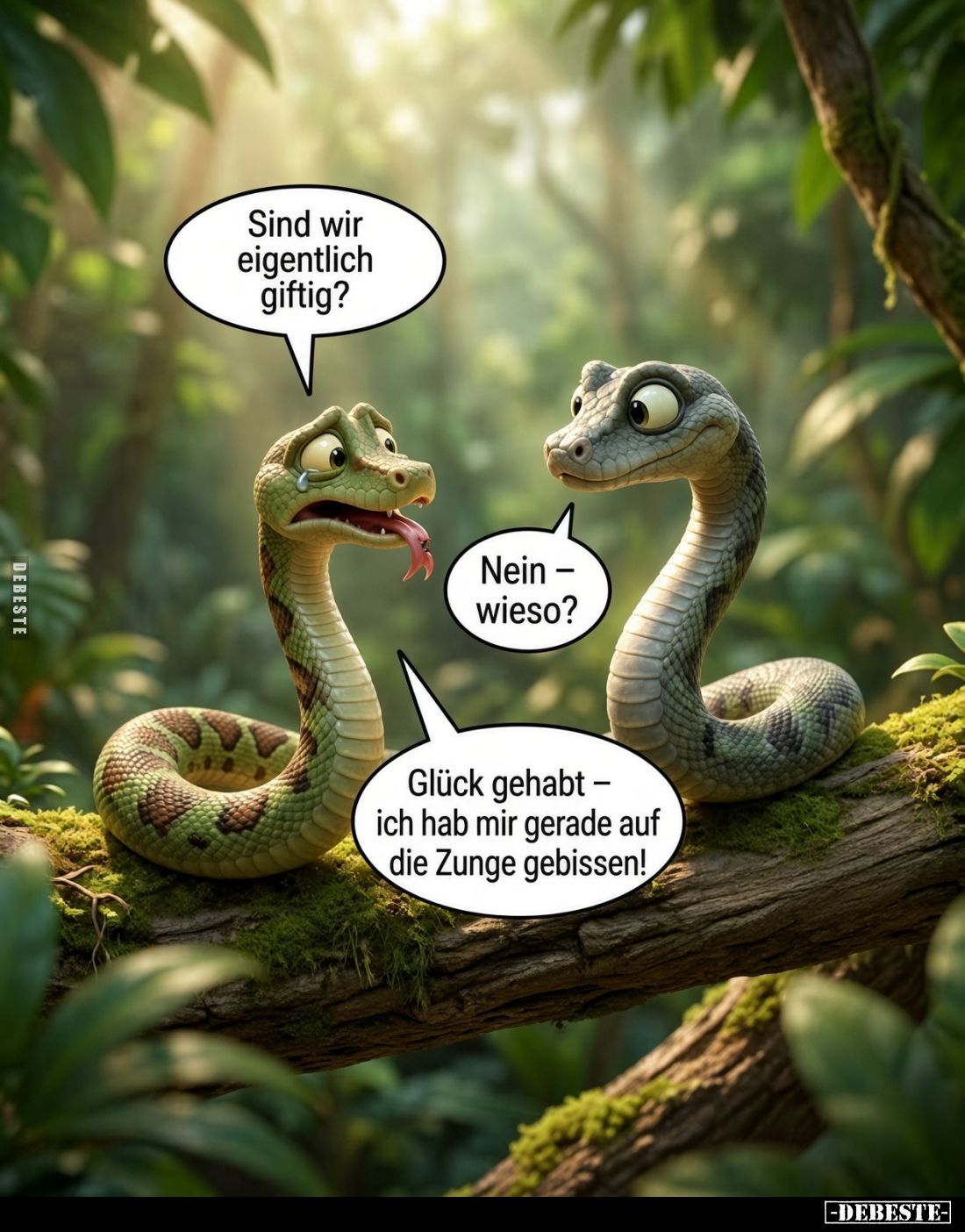 Sind wir eigentlich giftig?
Nein wieso?
Glück gehabt ich hab mir gerade auf die Zunge gebissen!