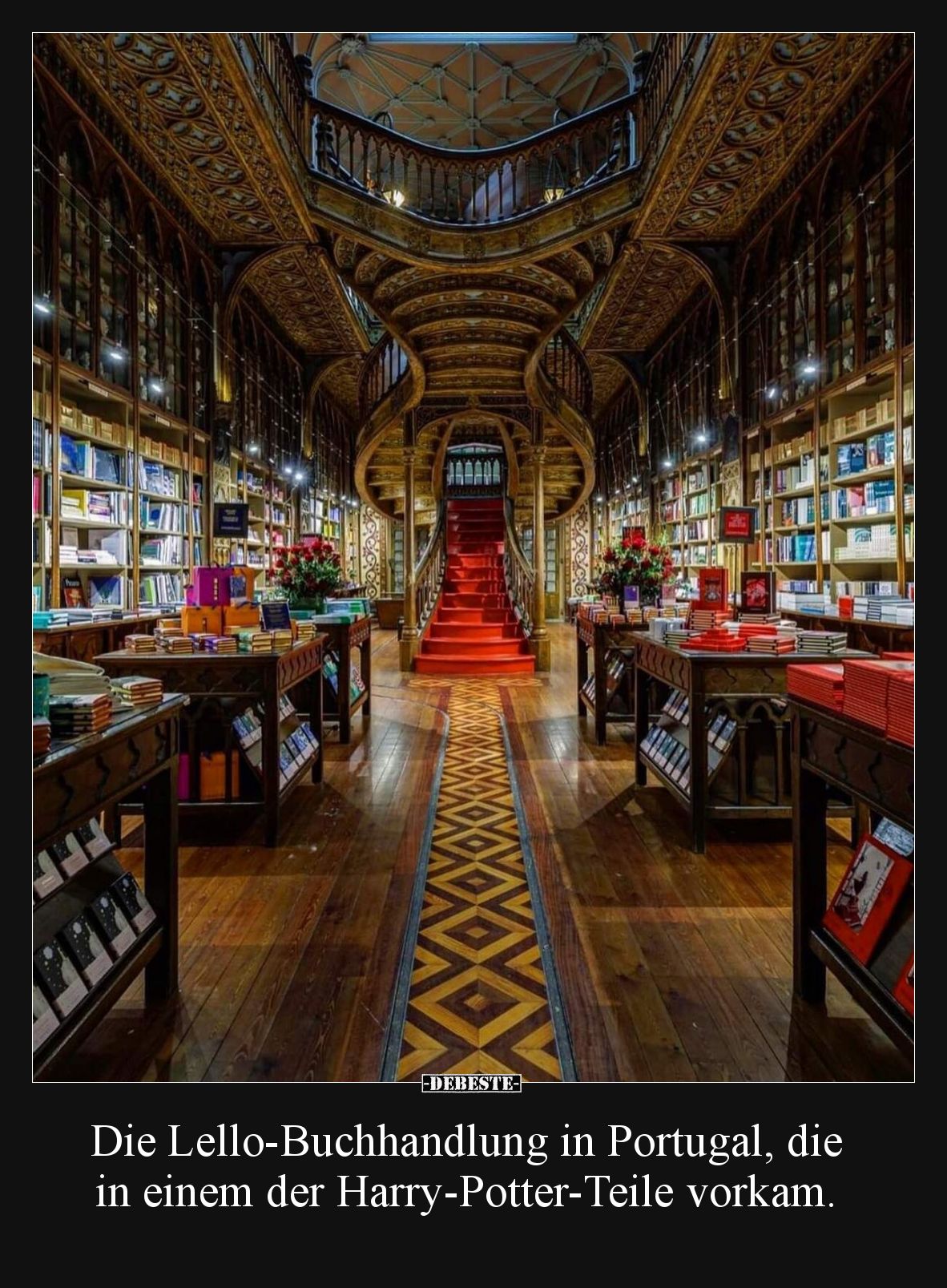 Die Lello-Buchhandlung in Portugal, die in einem der Harry-Potter-Teile vorkam.