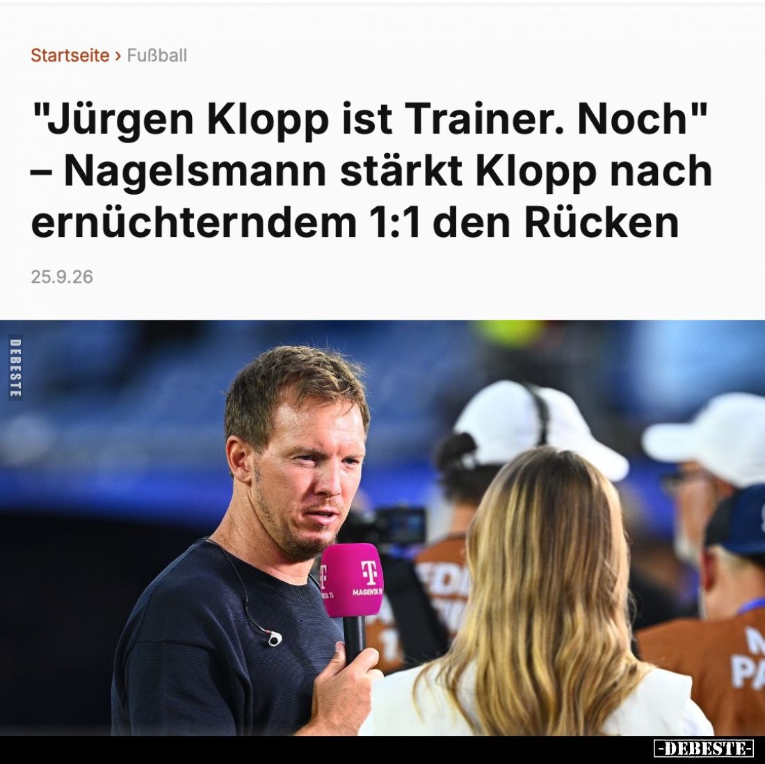"Jürgen Klopp ist Trainer. Noch" - Nagelsmann stärkt Klopp nach ernüchterndem 1:1 den Rücken