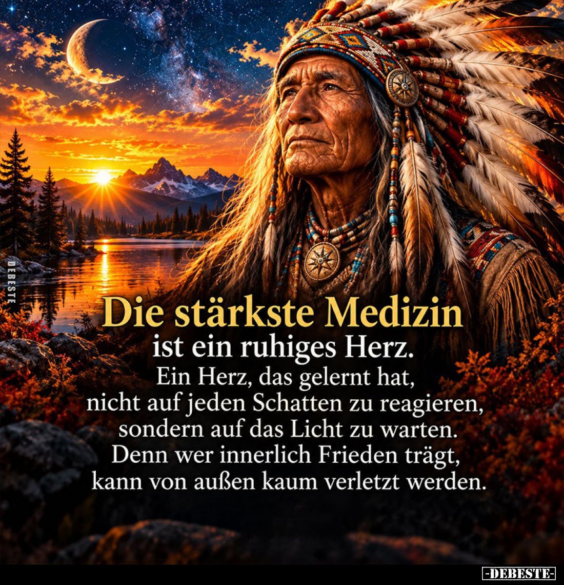 Die stärkste Medizin ist ein ruhiges Herz. Ein Herz, das gelernt hat, nicht auf jeden Schatten zu reagieren, sondern auf das ...