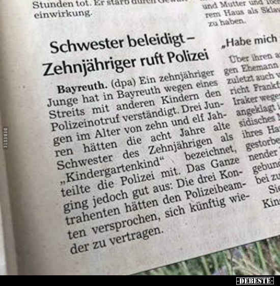 Schwester beleidigt - Zehnjähriger ruft Polizei.. - Lustige Bilder | DEBESTE.de