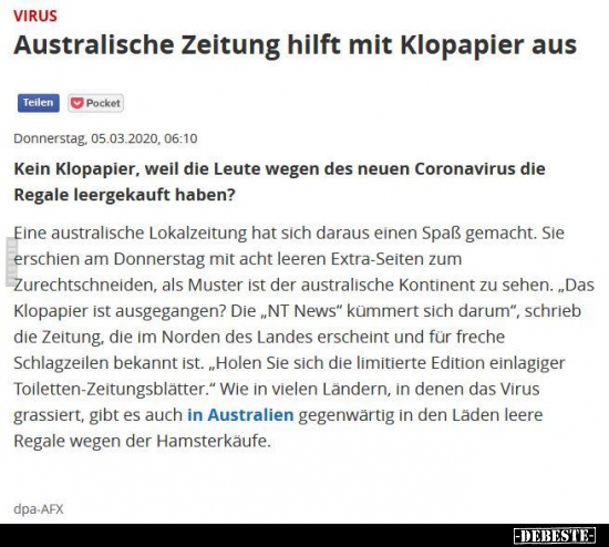 Australische Zeitung hilft mit Klopapier aus.. - Lustige Bilder | DEBESTE.de