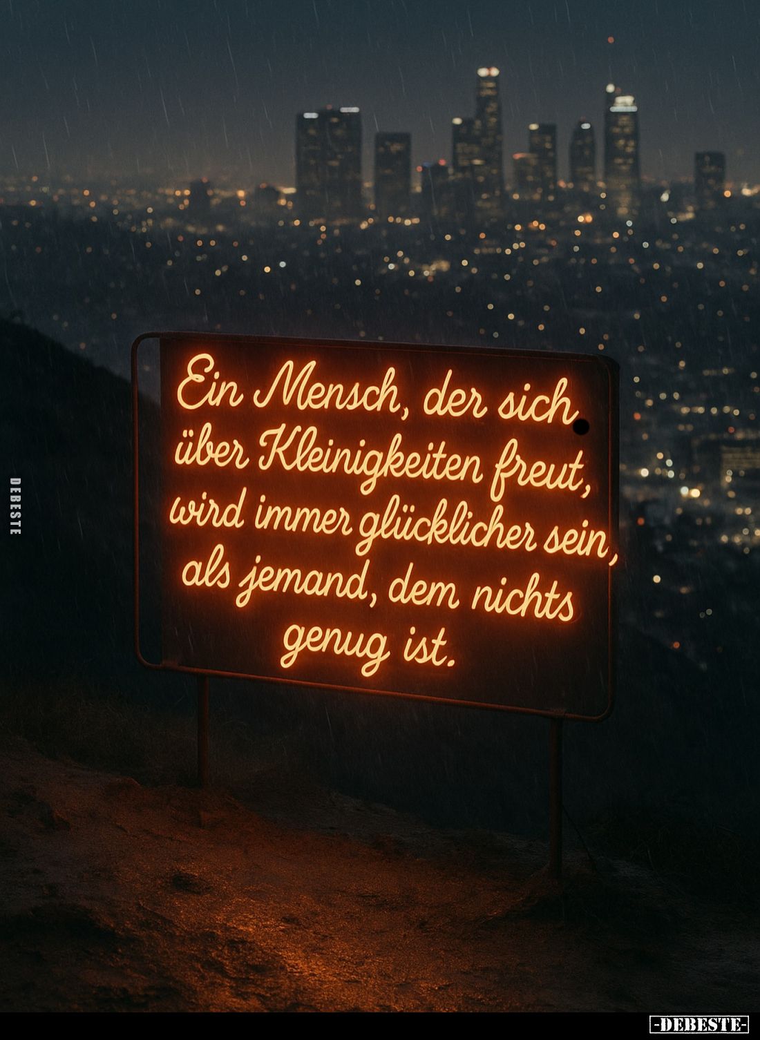 Ein Mensch, der sich über Kleinigkeiten freut, immer wird immer glücklicher sein, als jemand, dem nichts genug ist.