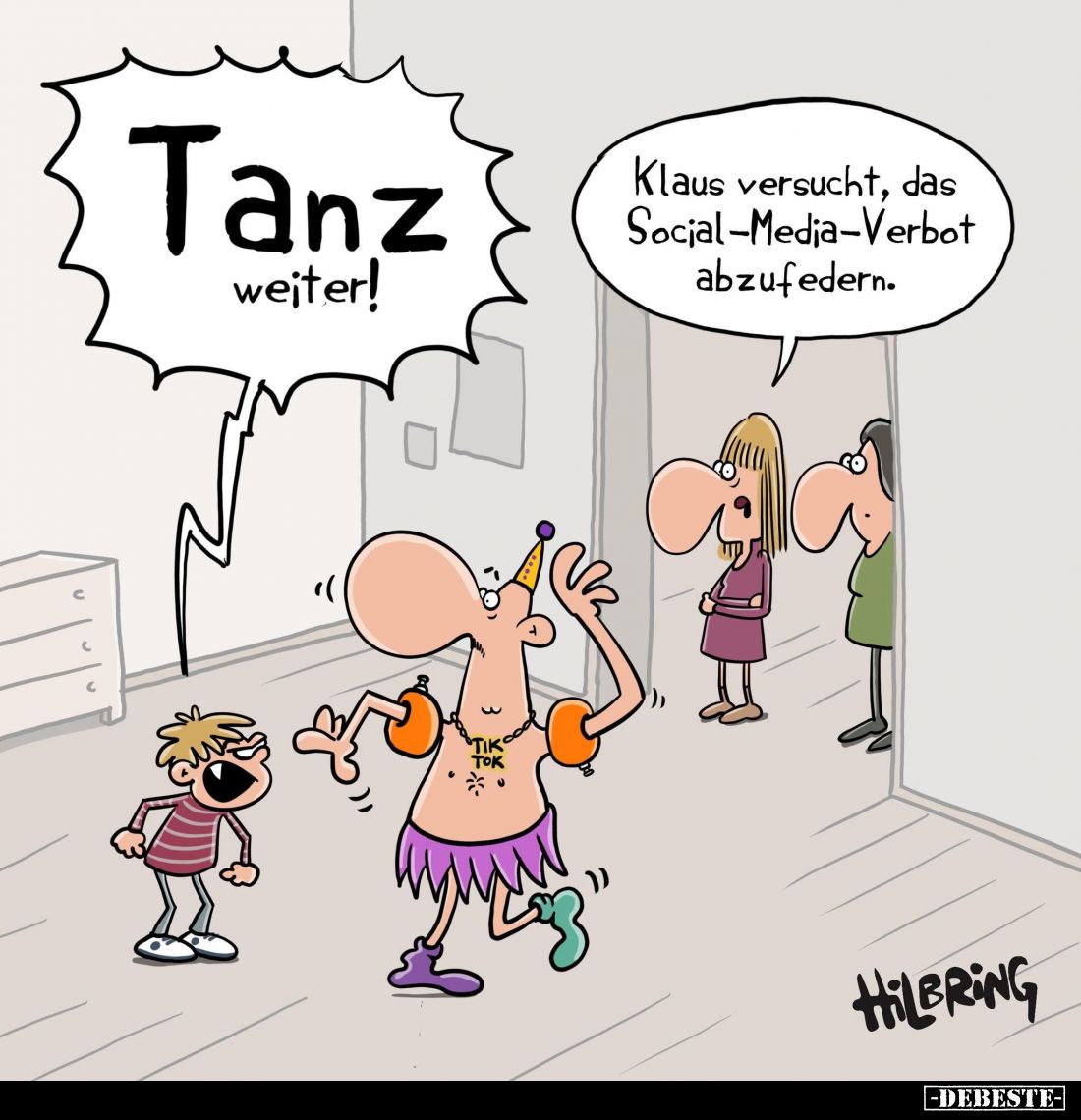 Tanz weiter! -
Klaus versucht, das Social-Media-Verbot abzufedern.