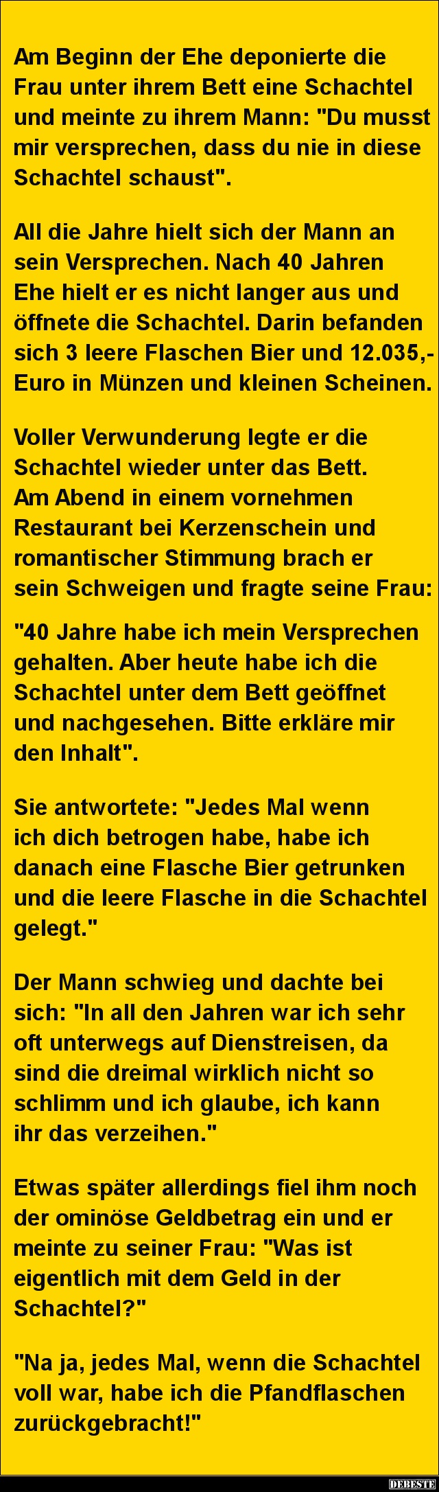 Am Beginn der Ehe deponierte die Frau unter ihrem Bett.. - Lustige Bilder | DEBESTE.de
