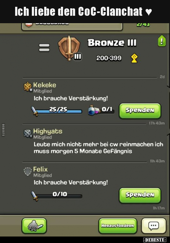 Ich liebe den CoC-Clanchat ♥.. - Lustige Bilder | DEBESTE.de