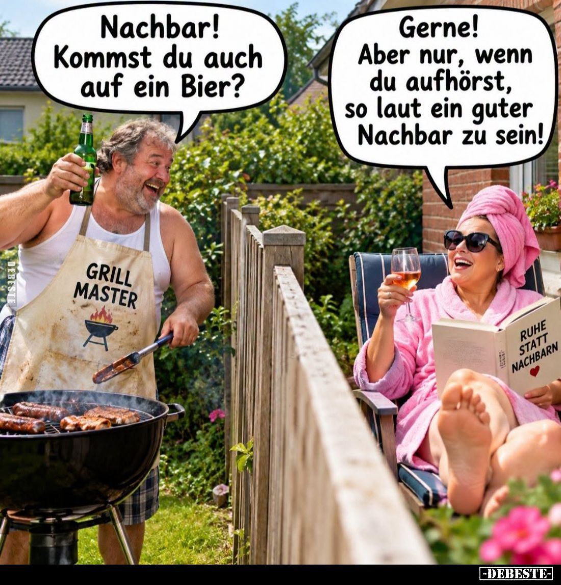 Nachbar!
Kommst du auch auf ein Bier?
-
Gerne!
Aber nur, wenn du aufhörst, so laut ein guter Nachbar zu sein!