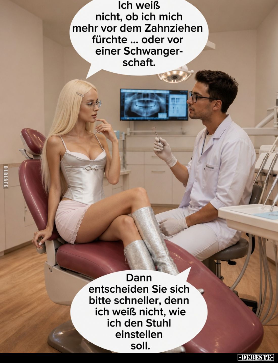 Ich weiß nicht, ob ich mich mehr vor dem Zahnziehen fürchte... oder vor einer Schwangerschaft.
Dann entscheiden Sie sich bit...