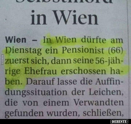 Wien - In Wien dürfte am Dienstag ein Pensionist (66).. - Lustige Bilder | DEBESTE.de