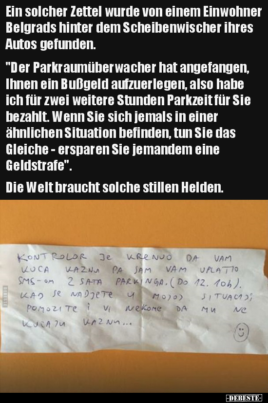 Ein solcher Zettel wurde von einem Einwohner Belgrads.. - Lustige Bilder | DEBESTE.de