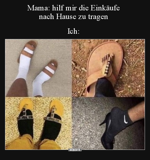 Mama: hilf mir die Einkäufe nach Hause zu..