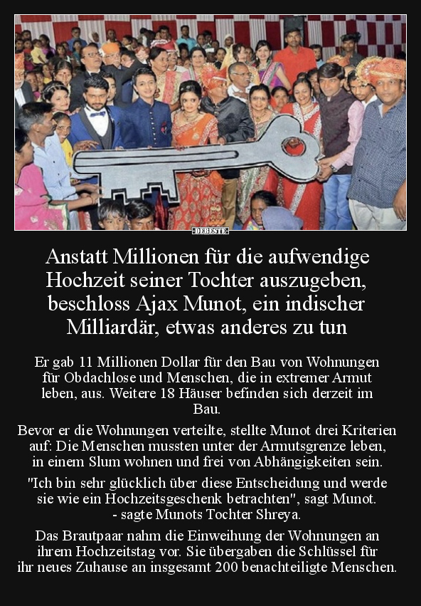 Anstatt Millionen für die aufwendige Hochzeit seiner.. - Lustige Bilder | DEBESTE.de