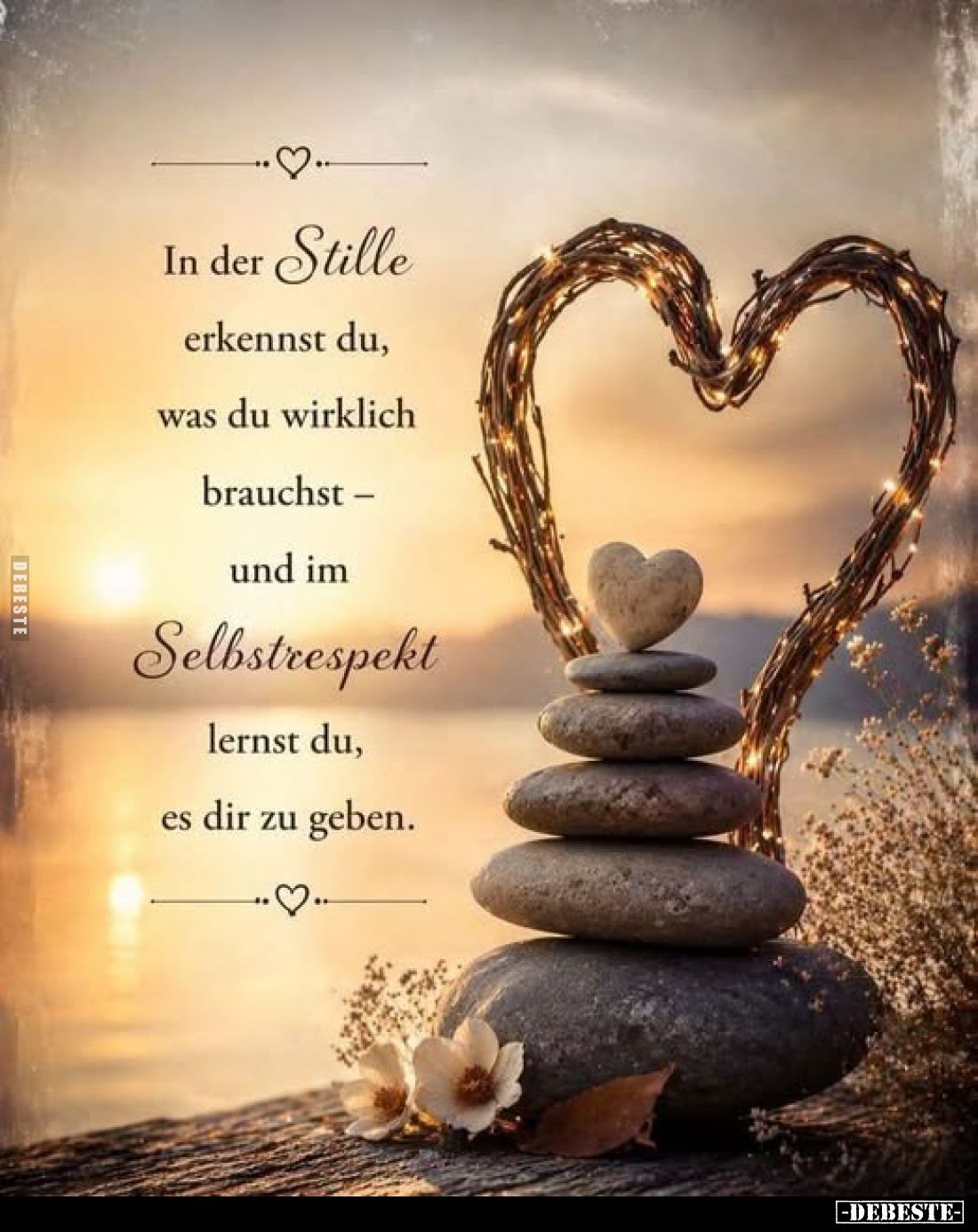 In der Stille erkennst du, was du wirklich brauchst -und im Selbstrespekt lernst du, es dir zu geben.