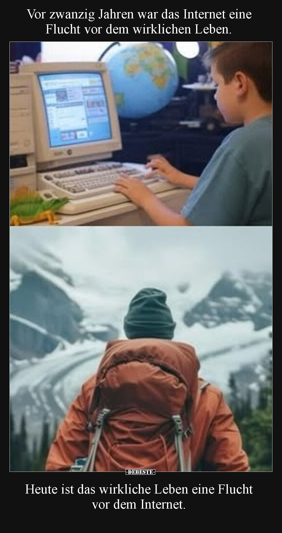 Vor zwanzig Jahren war das Internet eine Flucht vor dem wirklichen Leben.
Heute ist das wirkliche Leben eine Flucht vor de...