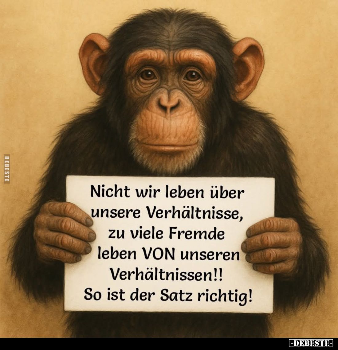 Nicht wir leben über unsere Verhältnisse, zu viele Fremde leben VON unseren Verhältnissen!! So ist der Satz richtig!