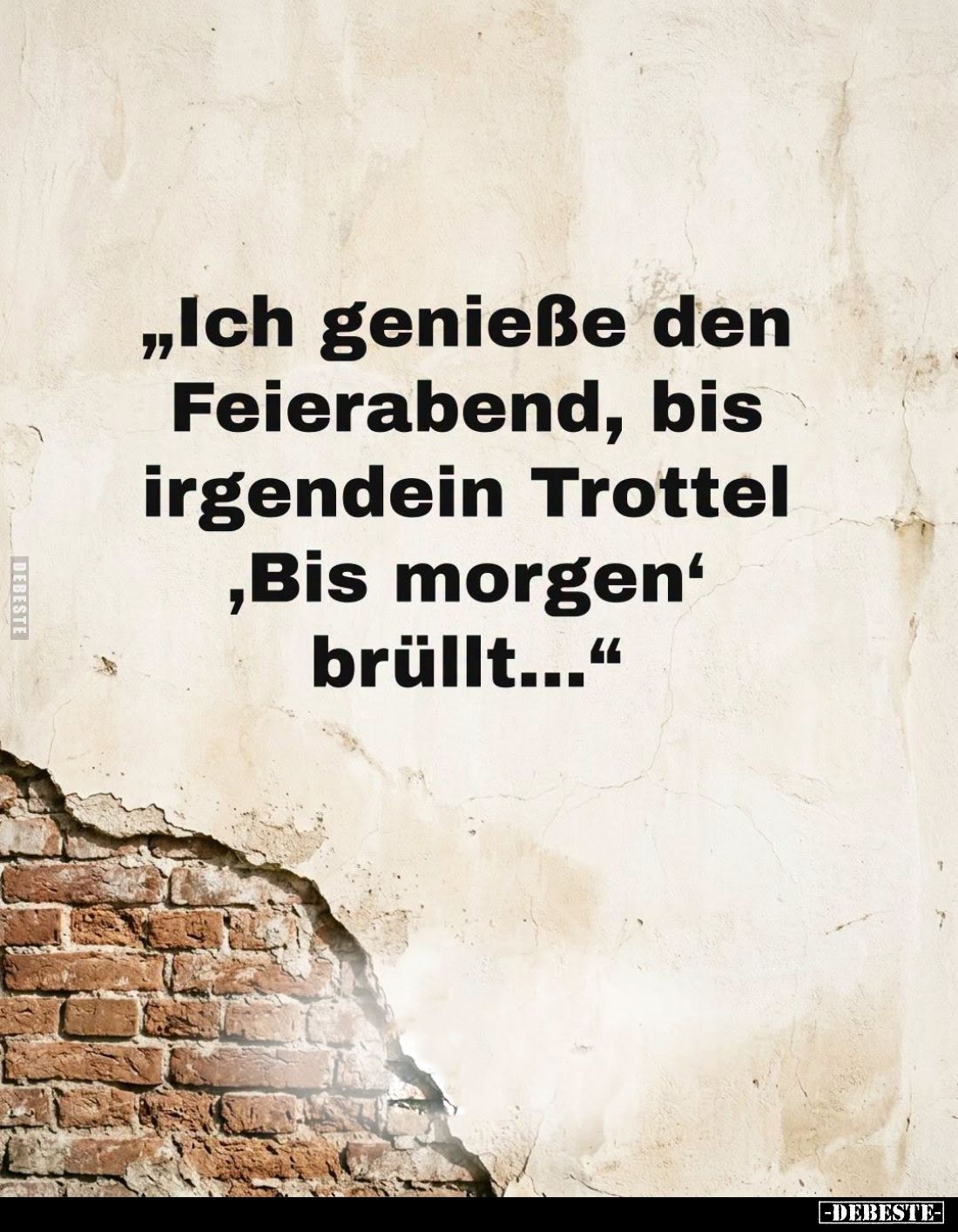 Ich genieße den Feierabend, bis irgendein Trottel "Bis morgen" brüllt...