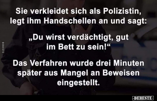 Sie verkleidet sich als Polizistin, legt ihm Handschellen.. - Lustige Bilder | DEBESTE.de