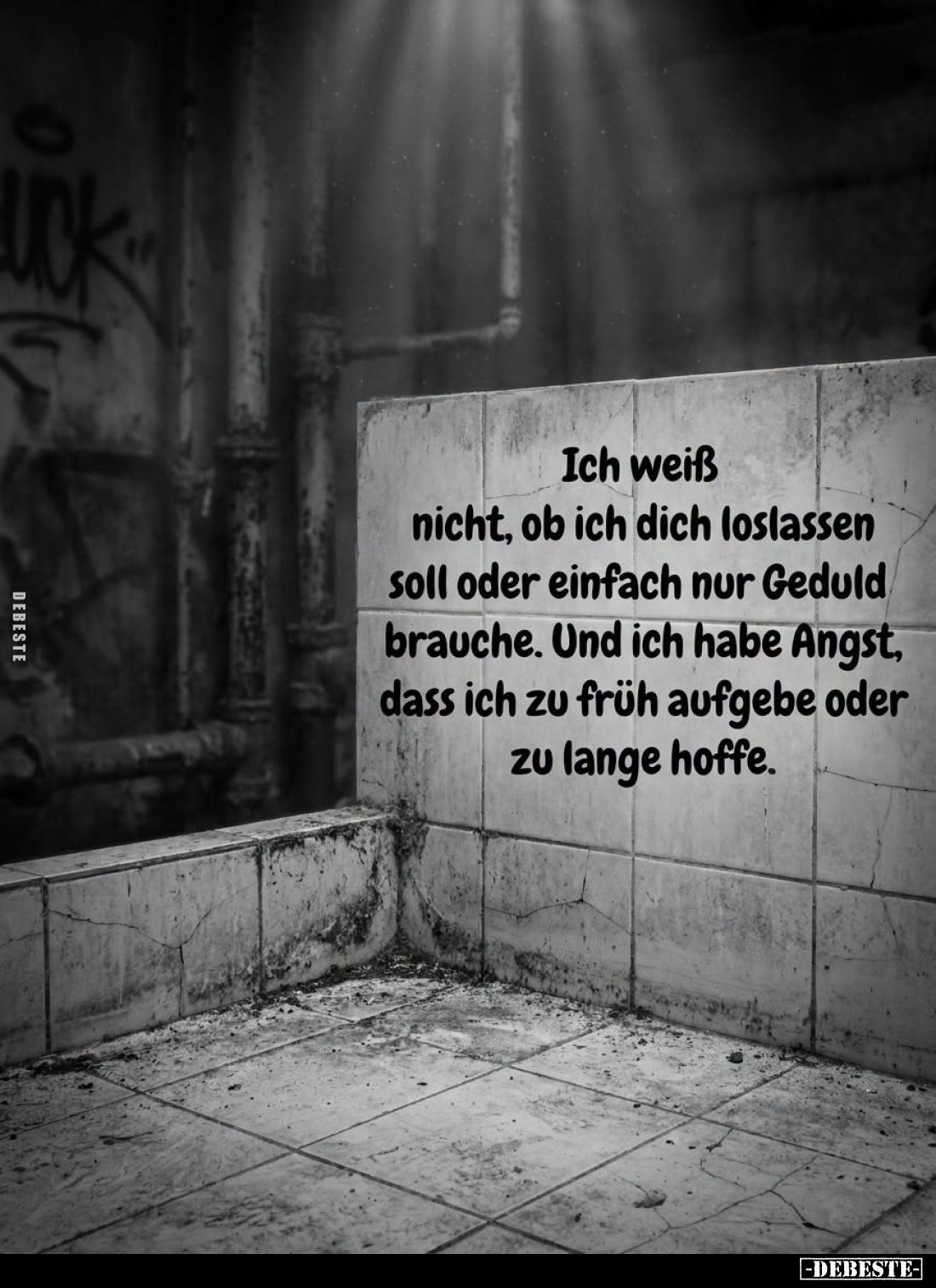 Ich weiß nicht, ob ich dich loslassen soll oder einfach nur Geduld brauche.
Und ich habe Angst, dass ich zu früh aufgebe ode...