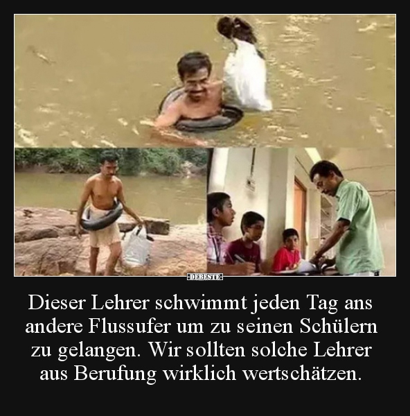 Dieser Lehrer schwimmt jeden Tag ans andere Flussufer um.. - Lustige Bilder | DEBESTE.de
