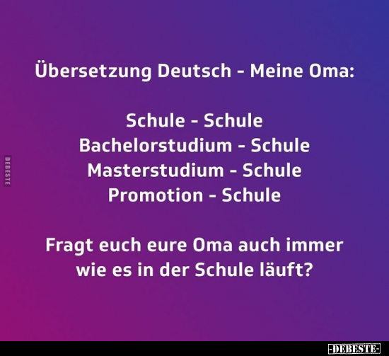 Übersetzung Deutsch - Meine Oma: Schule.. - Lustige Bilder | DEBESTE.de